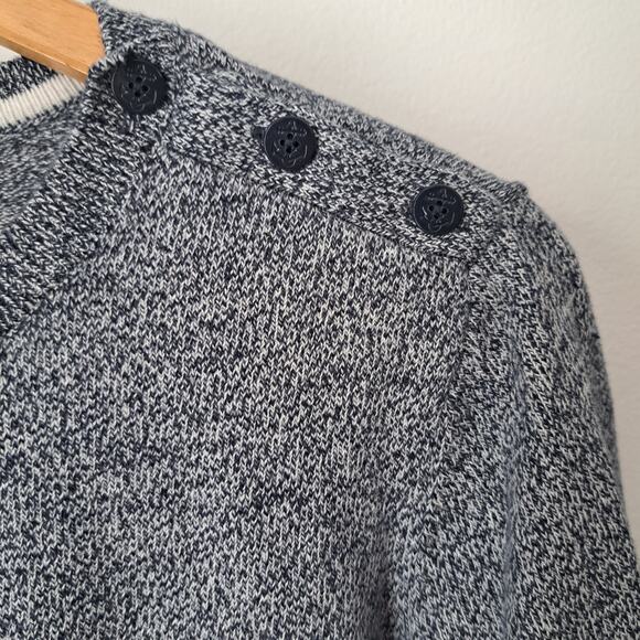 Nautica Navy Anchor Intarsia Long Sleeve Cotton Sweater Women's Large - Picture 4 of 7